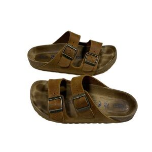 Birkenstock Arizona Soft Footbed Sandals Brown Leather Women’s Sz 5 Cork